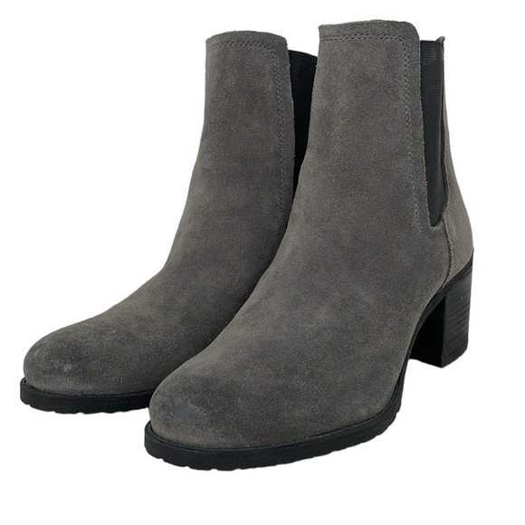 Sam Edelman Boots Women's 10 Grey Suede Leather Ankle Booties Block Heel Shoes - Picture 3 of 14